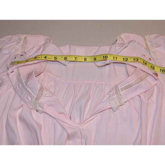 NWT Vintage Barbizon Feathaire Flannel Pink Nightgown Petite Lace Pintuck Pleat - Picture 5 of 16